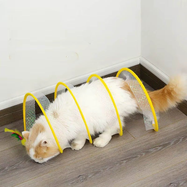Foldable Cat Tunnel with Teaser Toys