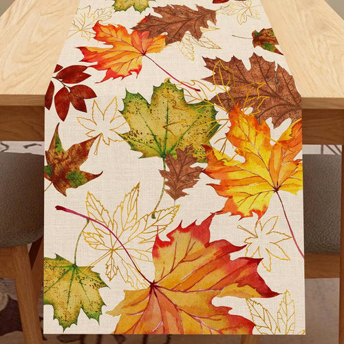 Fall Maple Leaf Linen Table Runner