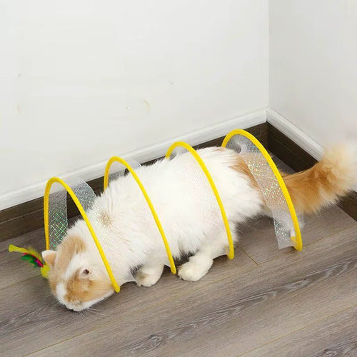 Foldable Cat Tunnel with Teaser Toys