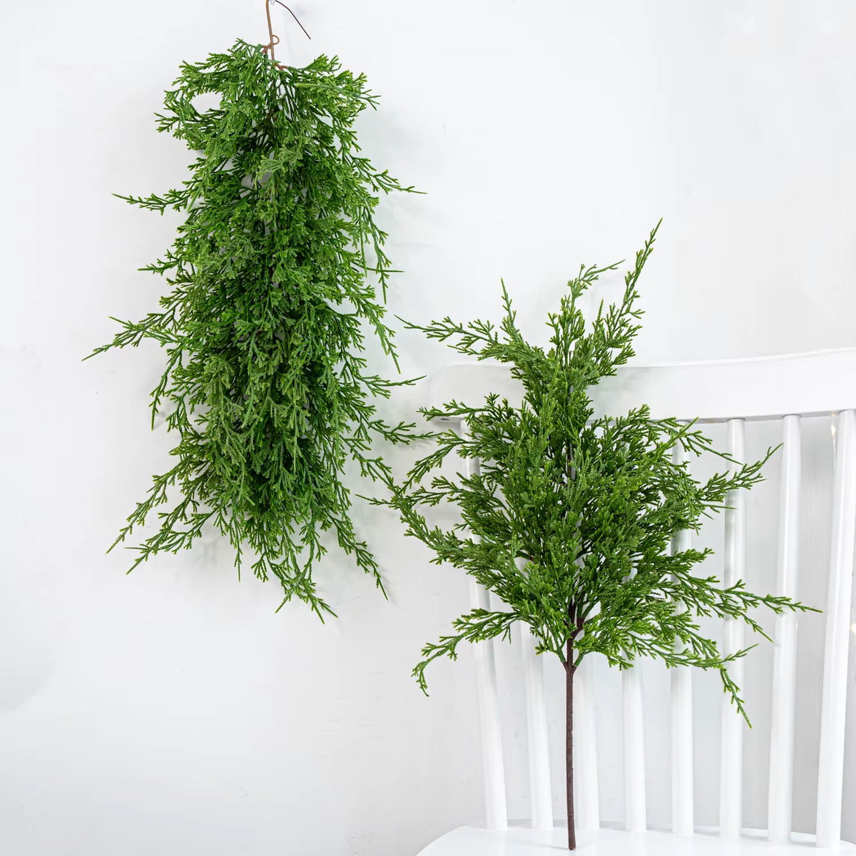 60Cm Christmas Cedar Garland Branches Pine Artificial Green Faux Cedar Pine Garland for Mantle Fireplace Home Decoration