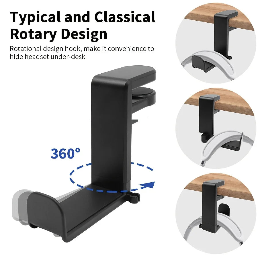 Under-Desk Swivel Headphone Hanger