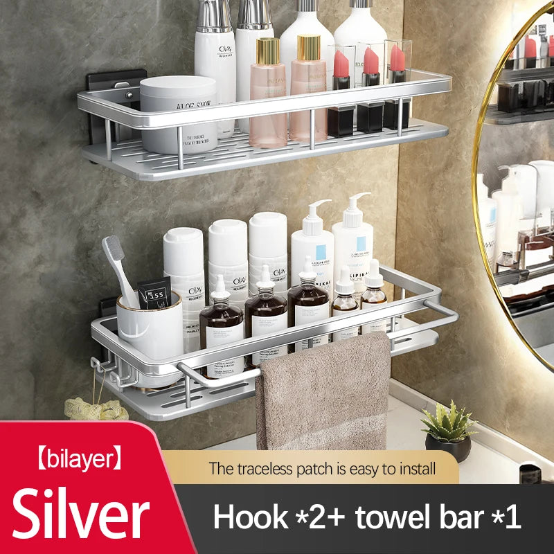 Bathroom Storage Rack Stainless Steel anti Rust Storage Shower Rack Suction Cup Storage Rack Household Storage Appliances