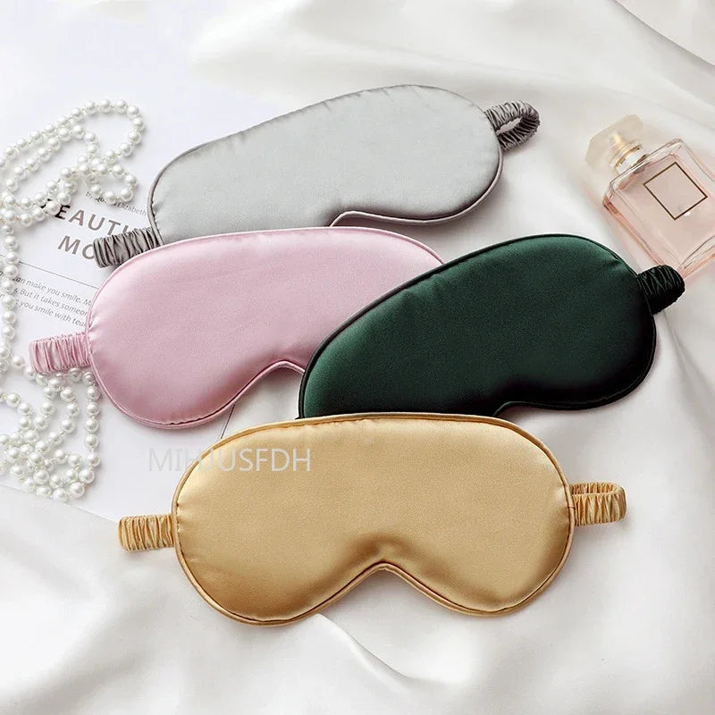 3Pcs Set Women Imitated Silk Sleep Eye Mask Eye Patches Face Mask Eyeshade Blindfold Travel Rest Eye Cover Night Eyeshade