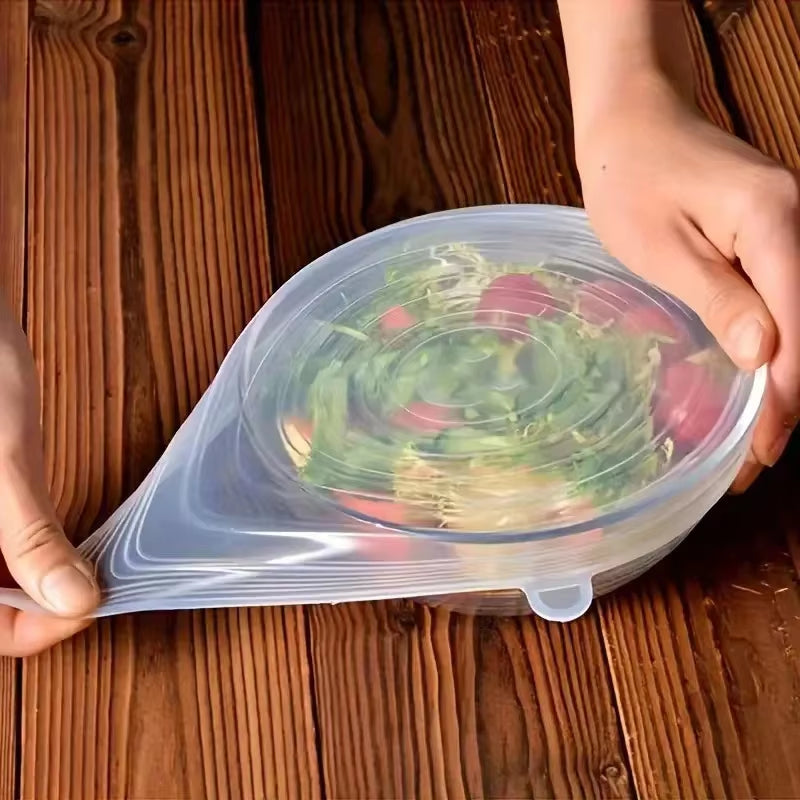 6Pcs Silicone Stretch Lids, Food Bowl Covers, Reusable Food Saving Covers, Retractable Multifunctional Fresh-Keeping Lid