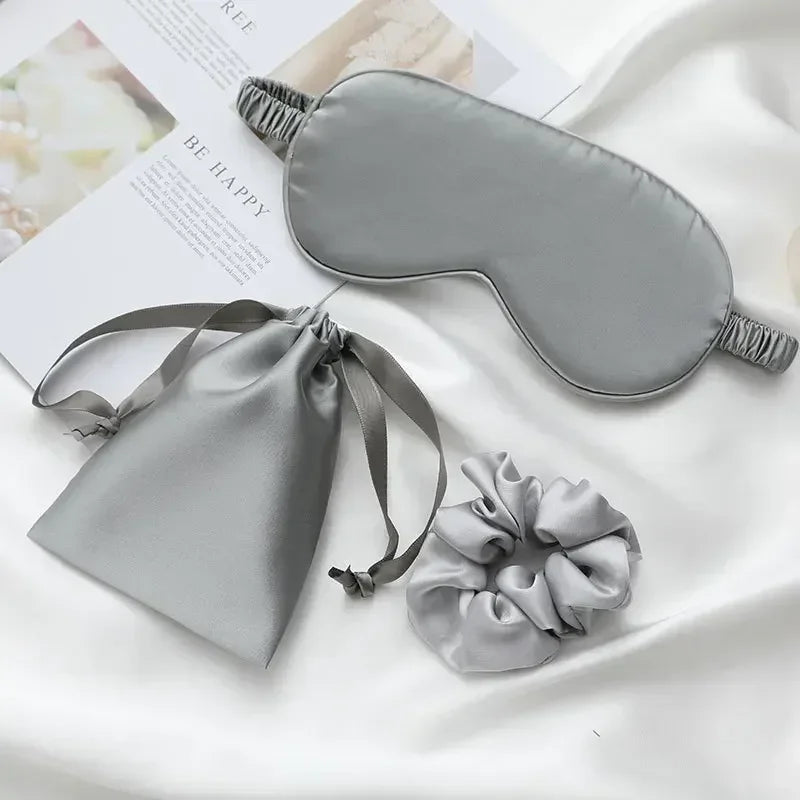 3Pcs Set Women Imitated Silk Sleep Eye Mask Eye Patches Face Mask Eyeshade Blindfold Travel Rest Eye Cover Night Eyeshade