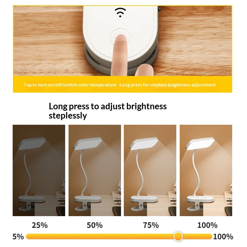Rechargeable Clip-On Desk Lamp