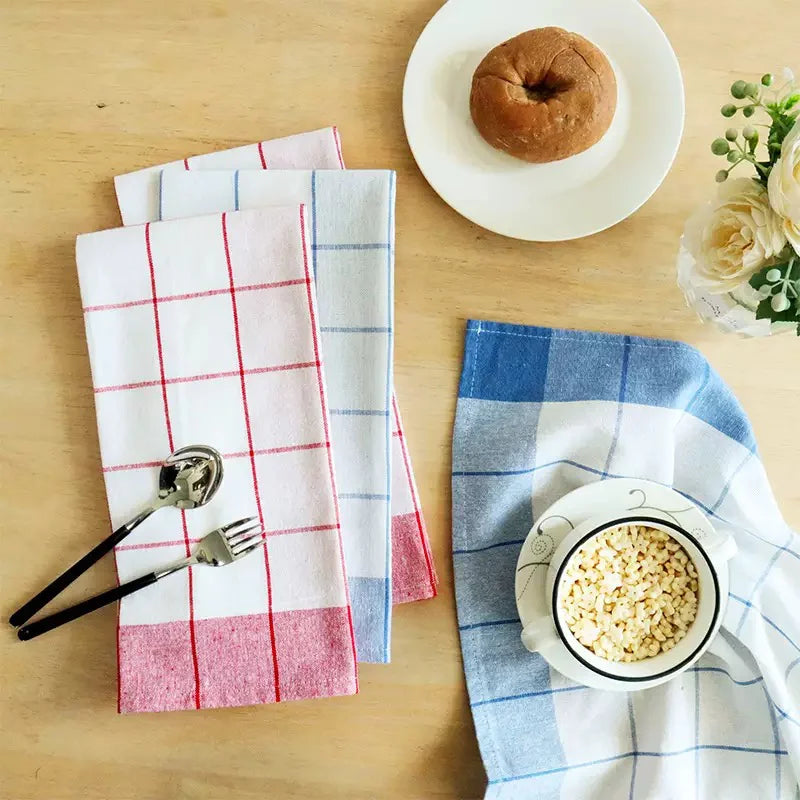 4/6/8/10 Pieces, 40Cm * 60Cm, Simple Checkered Pattern Kitchen Towel, Suitable for Washing Dishes, Drying Tableware