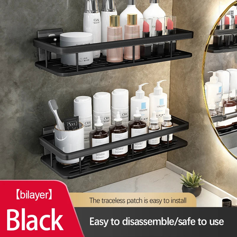 Bathroom Storage Rack Stainless Steel anti Rust Storage Shower Rack Suction Cup Storage Rack Household Storage Appliances