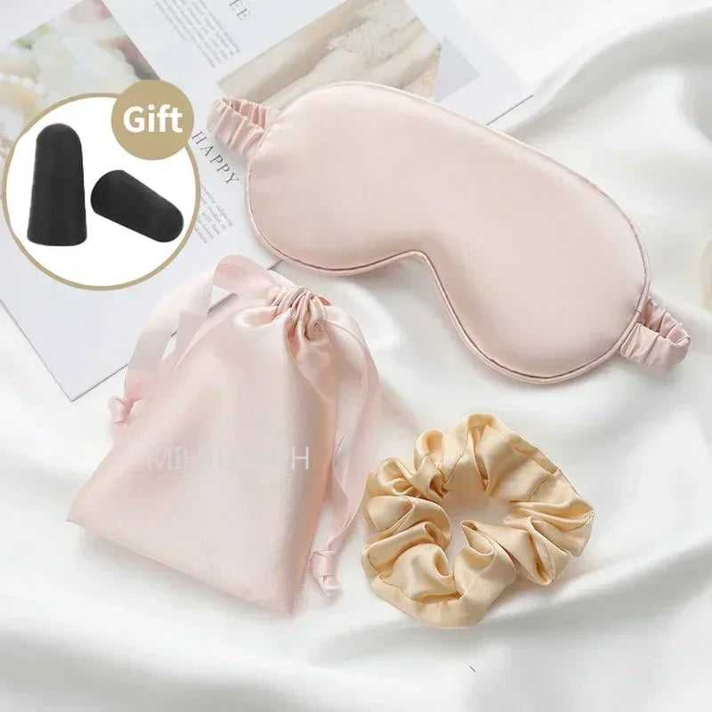 3Pcs Set Women Imitated Silk Sleep Eye Mask Eye Patches Face Mask Eyeshade Blindfold Travel Rest Eye Cover Night Eyeshade