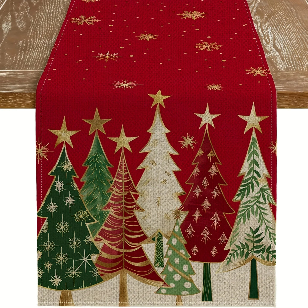 Christmas Tree Table Runner, Red Forest design