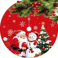 VIKAMA Red Christmas Theme Christmas Tree Skirt Snowflake Santa Print Christmas Tree Skirt Cushion Christmas Decoration