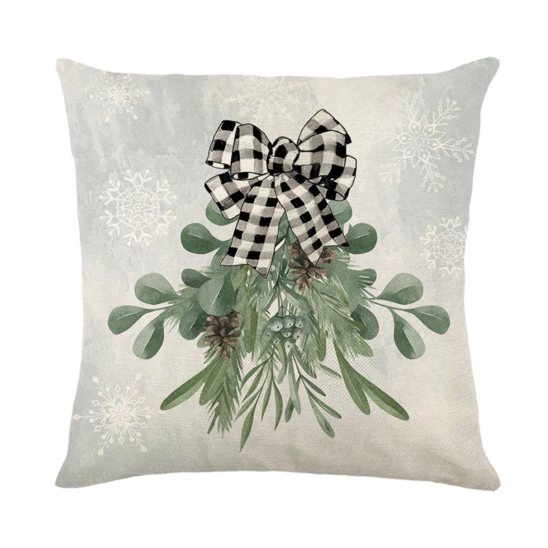 Linen Christmas Pillow Cover Snowman Elk Pillow Case 2024 Christmas Decoration for Home New Year Sofa Car Cushion Cover 45X45Cm