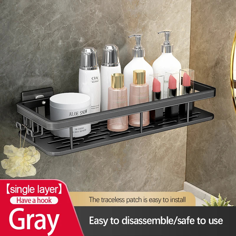 Bathroom Storage Rack Stainless Steel anti Rust Storage Shower Rack Suction Cup Storage Rack Household Storage Appliances