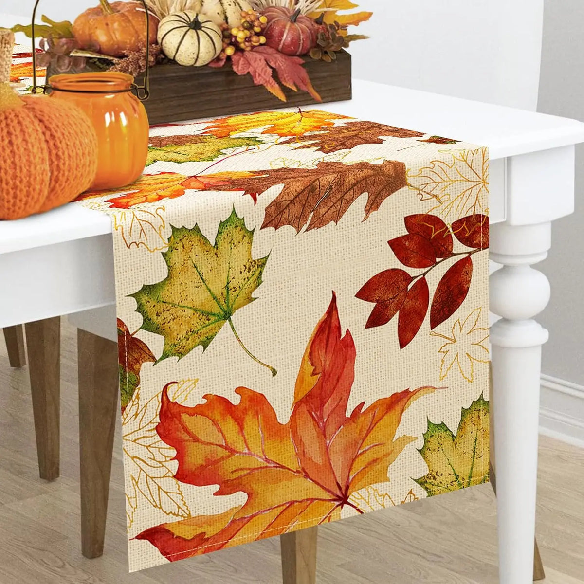 Fall Maple Leaves Linen Table Runners Party Decor Autumn Thanksgiving Harvest Dresser Scarf Holiday Kitchen Dining Table Decor